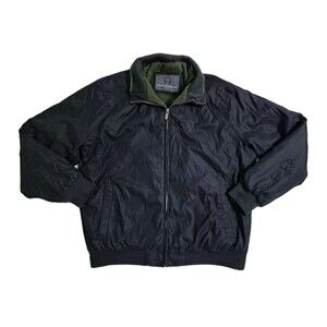 Weatherproof Vintage Bomber Jacket Men's XL Black Fleece Lined Coat Harrington